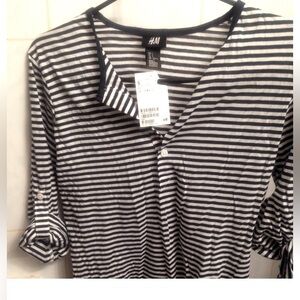 H&M black n white shirt long sleeve options to roll up or down